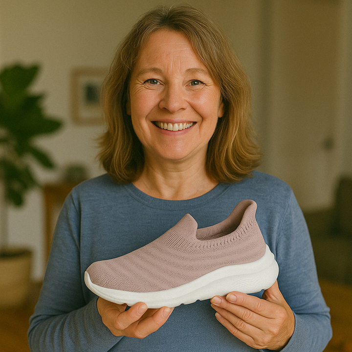 "Slip On Sneaker Damen, bequemer Anti-Schmerz Schlupfschuh, lila, gepolsterte Einlegesohle, rutschfest, ohne Schnürsenkel"