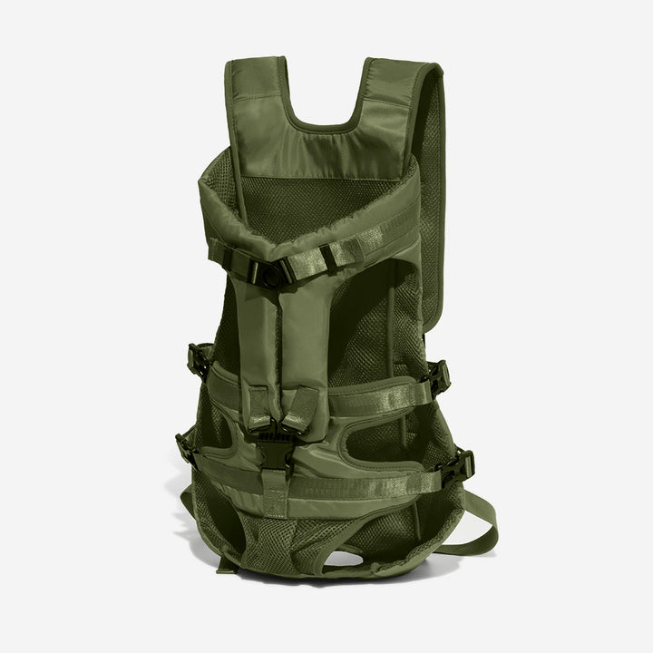 Small dog in a breathable pet carrier backpack, perfect for travel & outdoor adventures