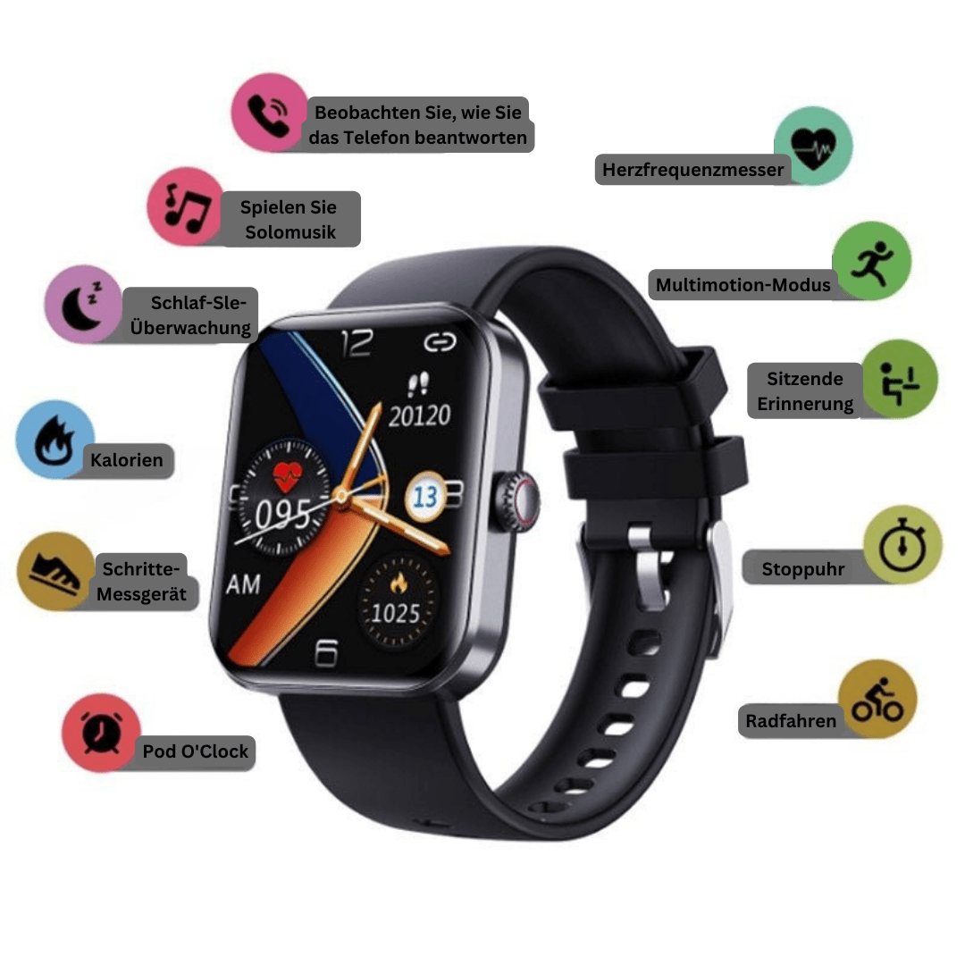 Non-invasive smart health watch for continuous glucose, blood sugar & vital monitoring.