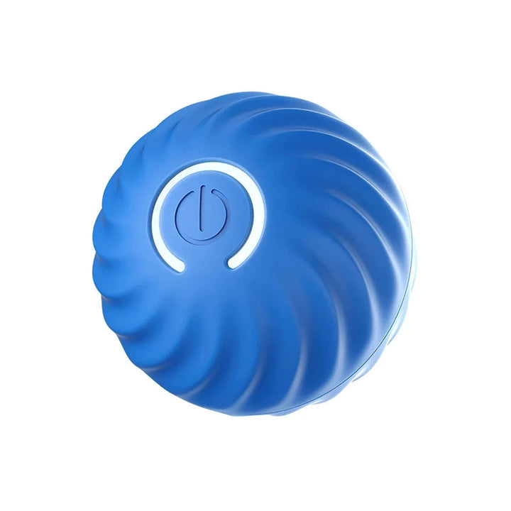 Automatic chew toy for dogs, blue and yellow, providing stress relief and mental stimulation