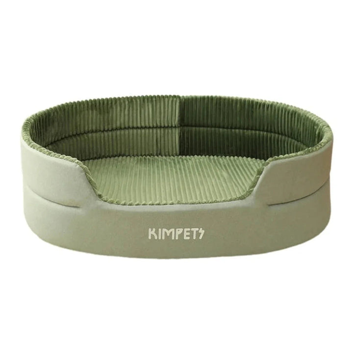 Brown bolster pet bed with sturdy side walls and a water-resistant, easy-to-clean base for lasting use.