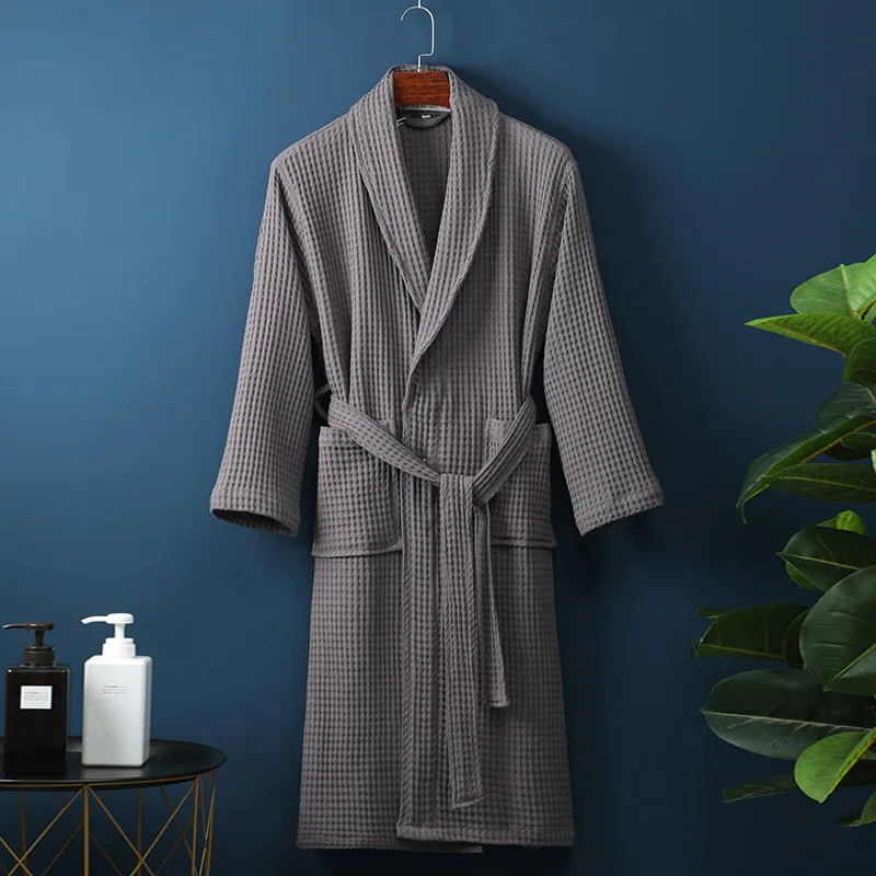 Stylish men's loungewear robe in soft cotton, offering superior comfort for at-home relaxation.