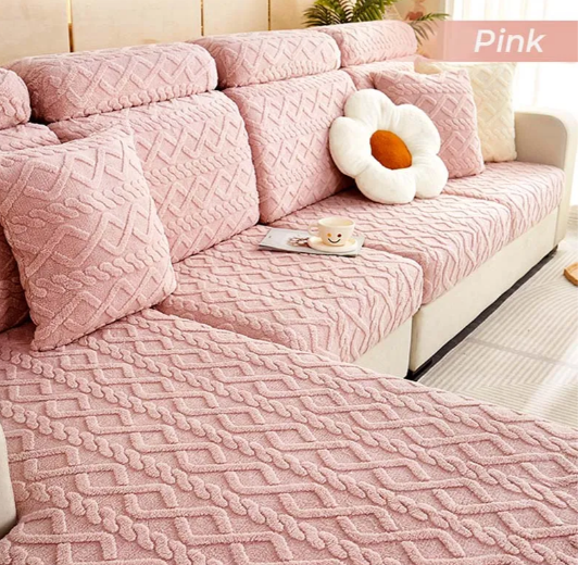 Detailed seam of a full wrap fleece stretch couch cover, highlighting quality and durability.