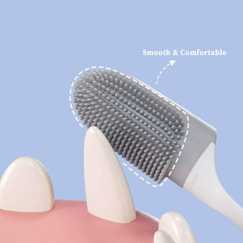 Ergonomic pet finger toothbrush for effective plaque removal and bad breath solution in dogs and cats.