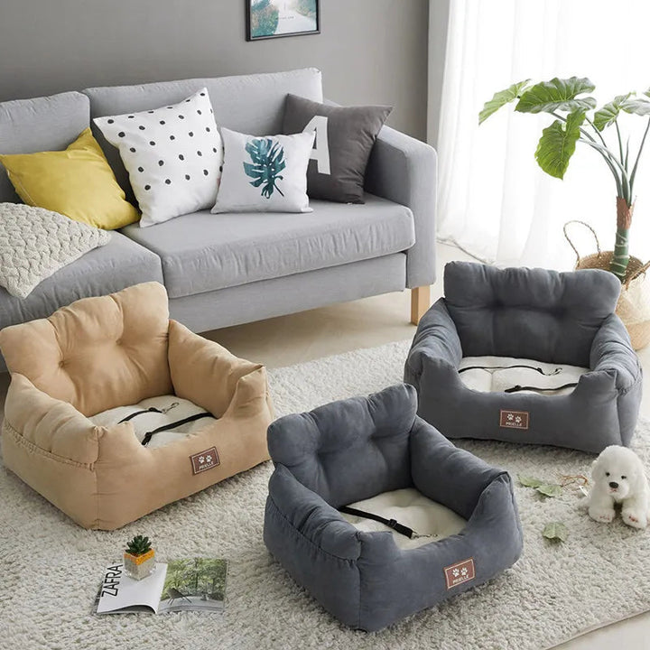 Portable pet carrier with washable liner, ideal for small dog and cat airline travel.