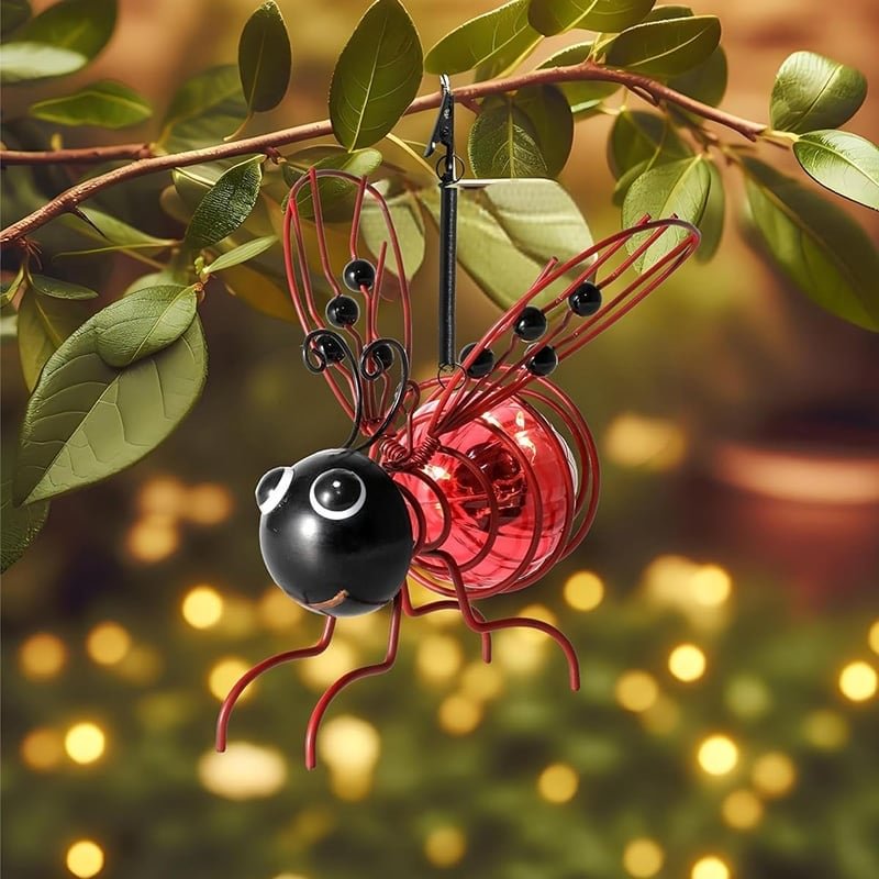 Durable solar bee figurine for outdoor, garden, and patio lighting decor, weather-resistant.