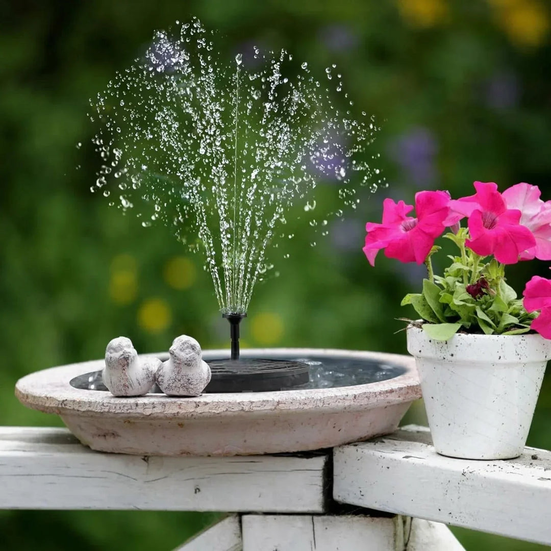 Eco-friendly solar fountain pump, transforms any bird bath into a beautiful water feature