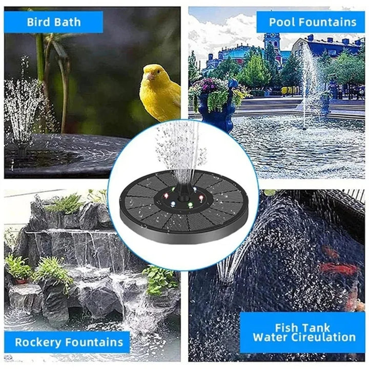 Pond pump solar powered, creates a soothing water feature without wires