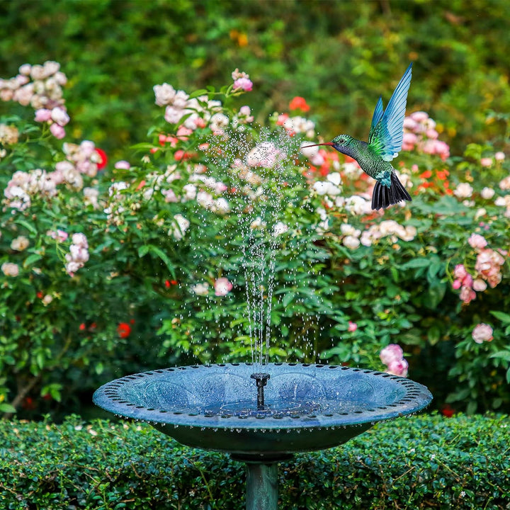 Solar fountain for garden, a green and decorative addition to your bird bath or pond