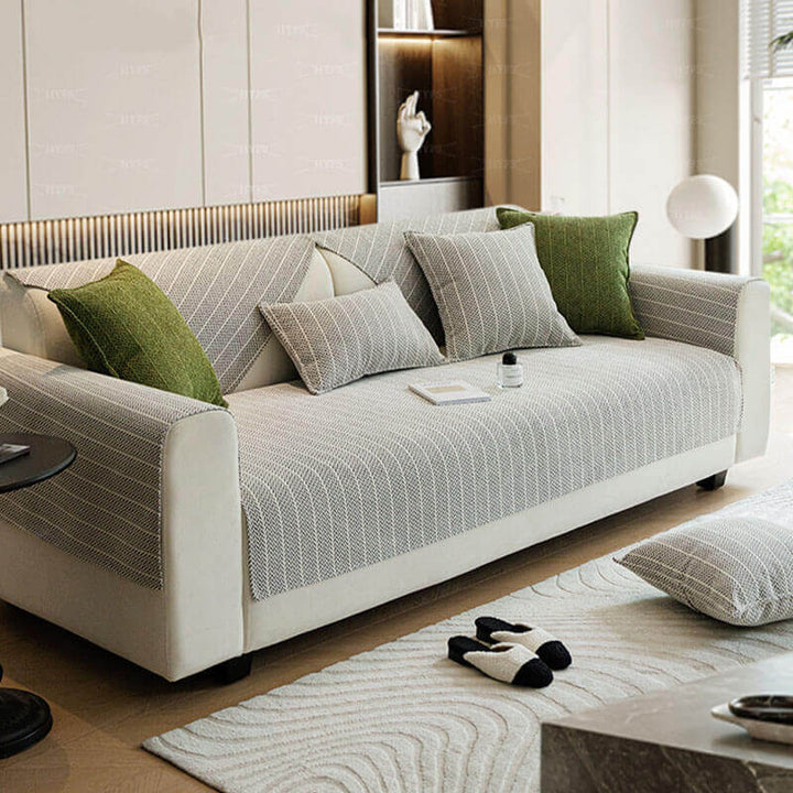 Soft chenille couch cover in a solid hue, designed for pet-friendly homes, easy to clean.