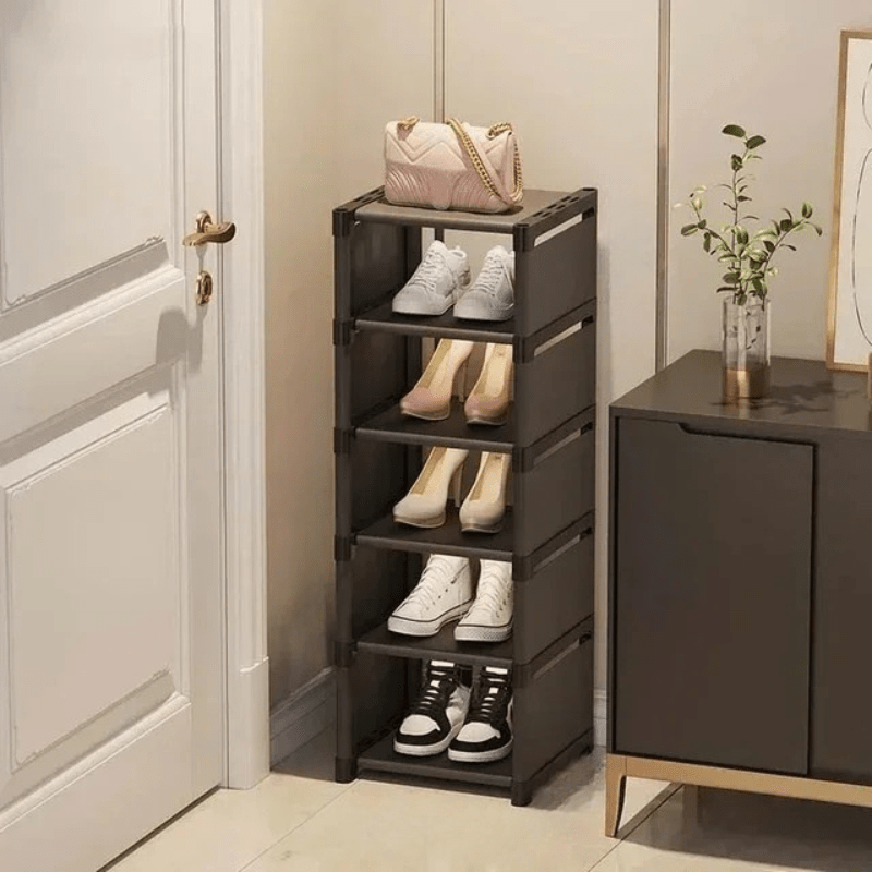 Easy-to-assemble corner shoe organizer, a perfect space saver for your home.