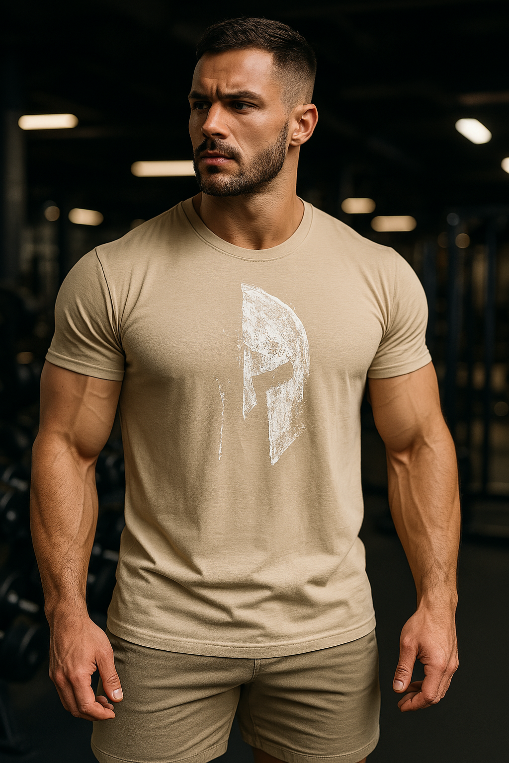 "Sportliches Herren Fitness T-Shirt, atmungsaktiv, körpernah, in Grau, perfektes Training-Top für maximale Bewegungsfreiheit.