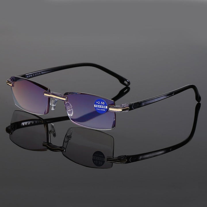Unisex ultra-light progressive reading glasses with blue light filter for digital eye strain & eye protection.