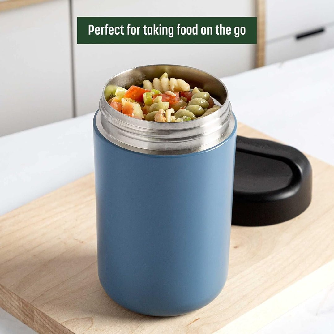 On-the-go meal prep container: portable stainless steel food warmer lunch box with sturdy handle.