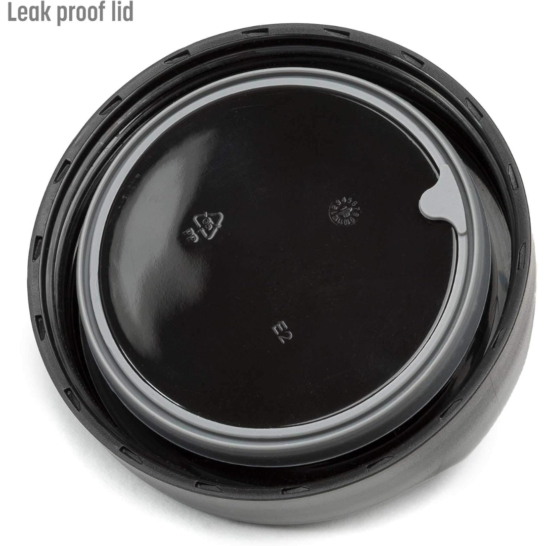 Thermal stainless steel food container, leak-proof and portable with an ergonomic handle for hot lunches.