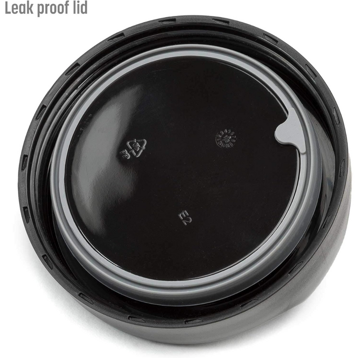 Thermal stainless steel food container, leak-proof and portable with an ergonomic handle for hot lunches.