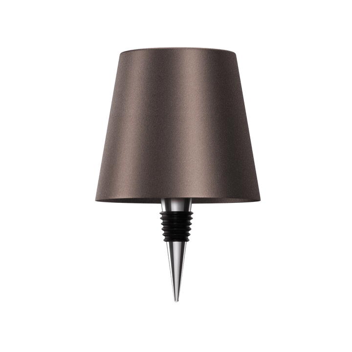 Stilvolle LED-Tischlampe in Flaschenform mit warmem Licht, kabellos, wiederaufladbar, ideal für nachhaltiges Wohndesign.