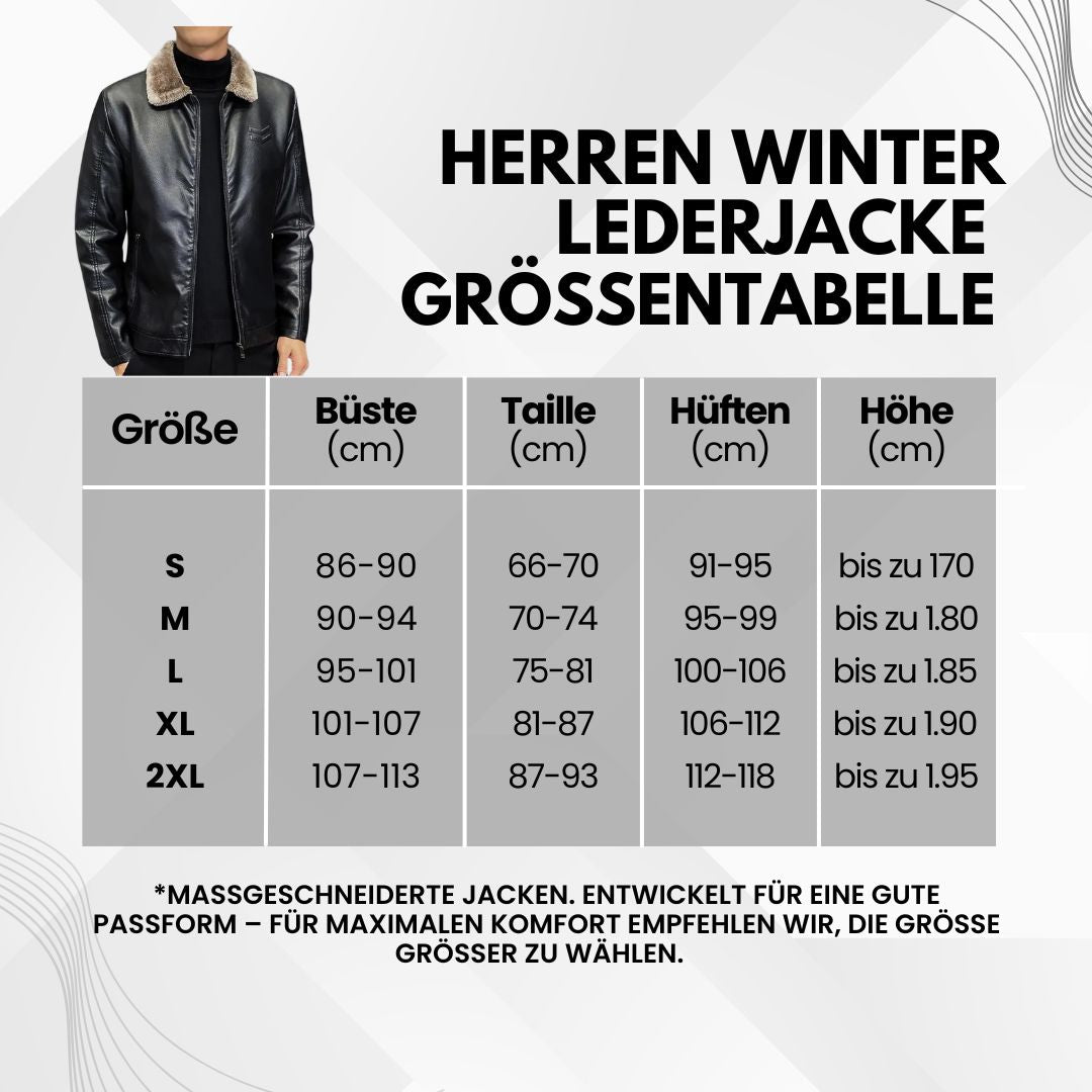 Stilvolle, warme Herren Lederjacke in Schwarz mit robustem Design, perfekt für Herbst und Winter. Elegante, zeitlose Optik.