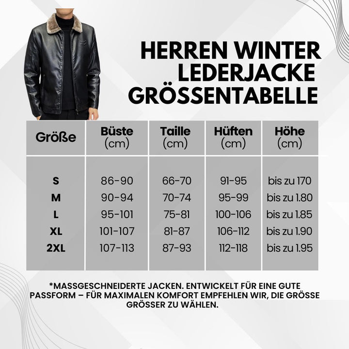 Stilvolle, warme Herren Lederjacke in Schwarz mit robustem Design, perfekt für Herbst und Winter. Elegante, zeitlose Optik.