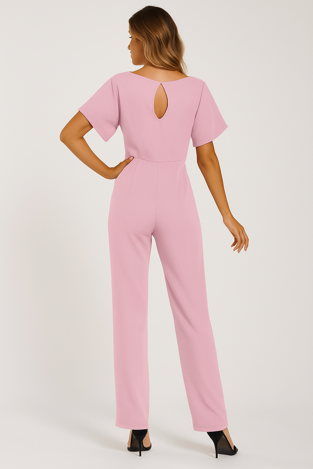 Stilvoller Damen-Jumpsuit mit Krawatten-Gürtel, fließendem Stoff, schmeichelhafter Passform, ideal für alle Anlässe.