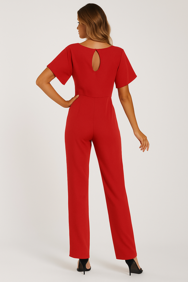 Stilvoller Damen-Jumpsuit mit Krawatten-Gürtel, fließendem Stoff, schmeichelhafter Passform, ideal für alle Anlässe.
