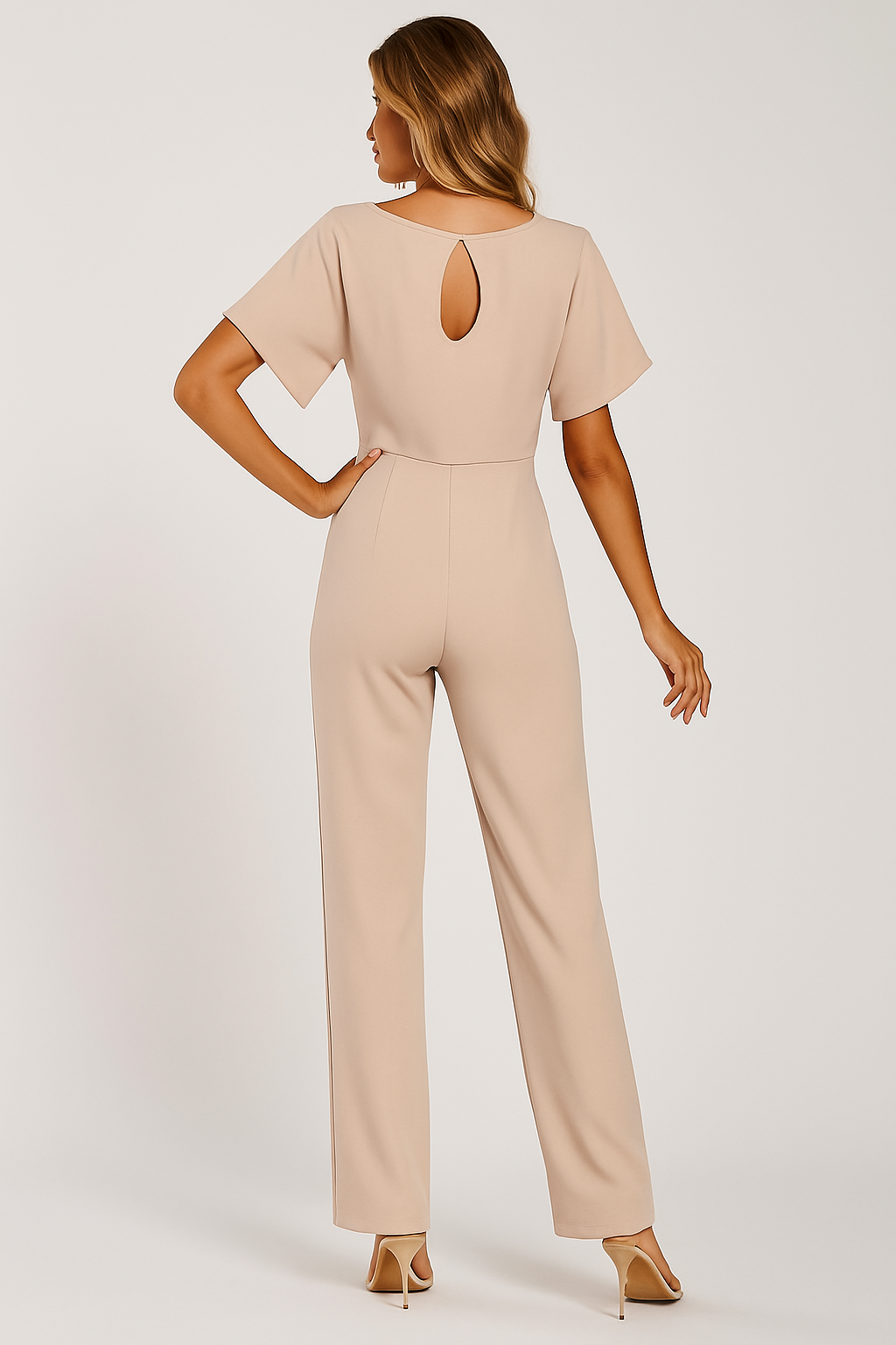 Stilvoller Damen-Jumpsuit mit Krawatten-Gürtel, fließendem Stoff, schmeichelhafter Passform, ideal für alle Anlässe.