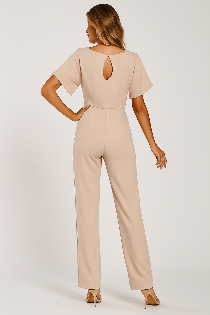 Stilvoller Damen-Jumpsuit mit Krawatten-Gürtel, fließendem Stoff, schmeichelhafter Passform, ideal für alle Anlässe.
