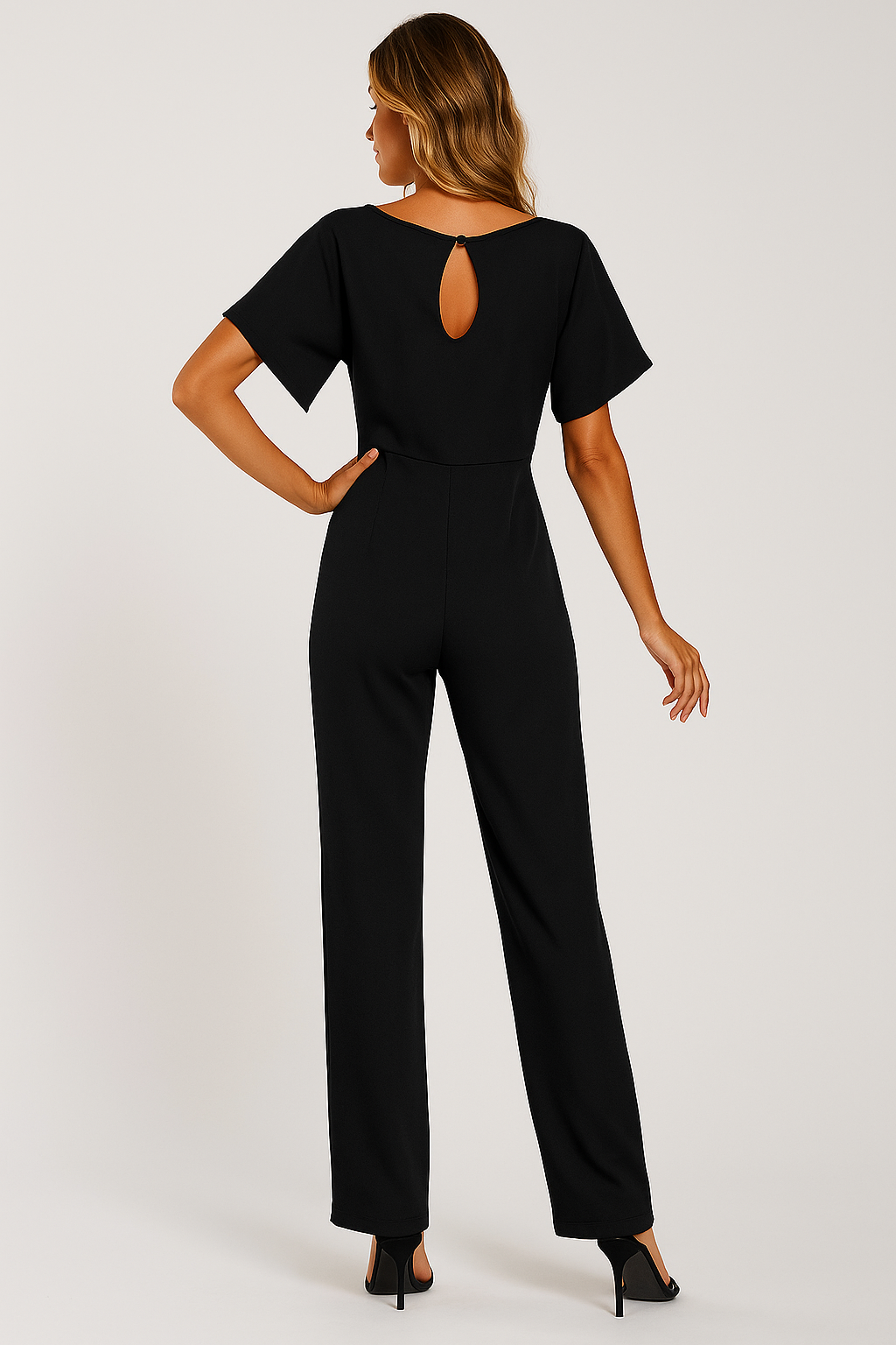 Stilvoller Damen-Jumpsuit mit Krawatten-Gürtel, fließendem Stoff, schmeichelhafter Passform, ideal für alle Anlässe.