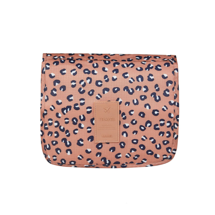 "Stilvoller Reise-Kulturbeutel, wasserdicht, mit Blumen-/Leopardenmuster, ideal für Kosmetikaufbewahrung unterwegs."