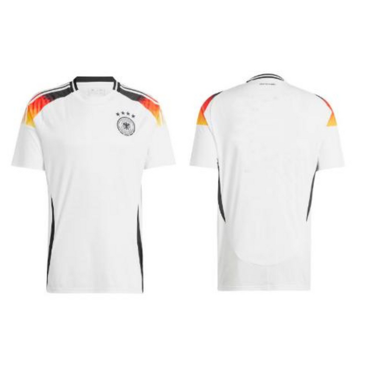 "Stilvolles Herren Fußballtrikot Deutschland Euro 2024, nostalgisches Design, bunter Kragen und Ärmel, atmungsaktives Materia