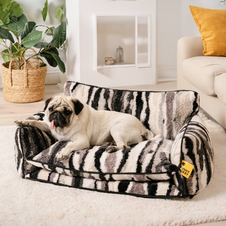Washable striped faux lambswool replacement cover for pet sofa bed, ideal for dog and cat comfort