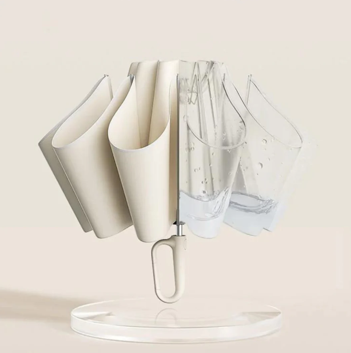 "Sturmsicherer, kompakter Regenschirm mit reflektierender Kante für Sichtbarkeit bei Dunkelheit, ideal für stürmisches Wetter