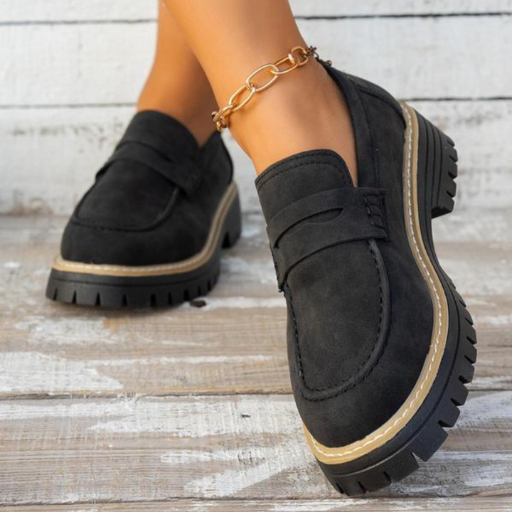 Vibrant green women's chunky platform loafers, a trendy slip-on fashion footwear choice for spring styles.