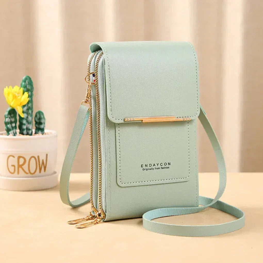 Elegant women's touchscreen phone crossbody bag. A stylish & secure fashion accessory, ideal for daily use & travel.