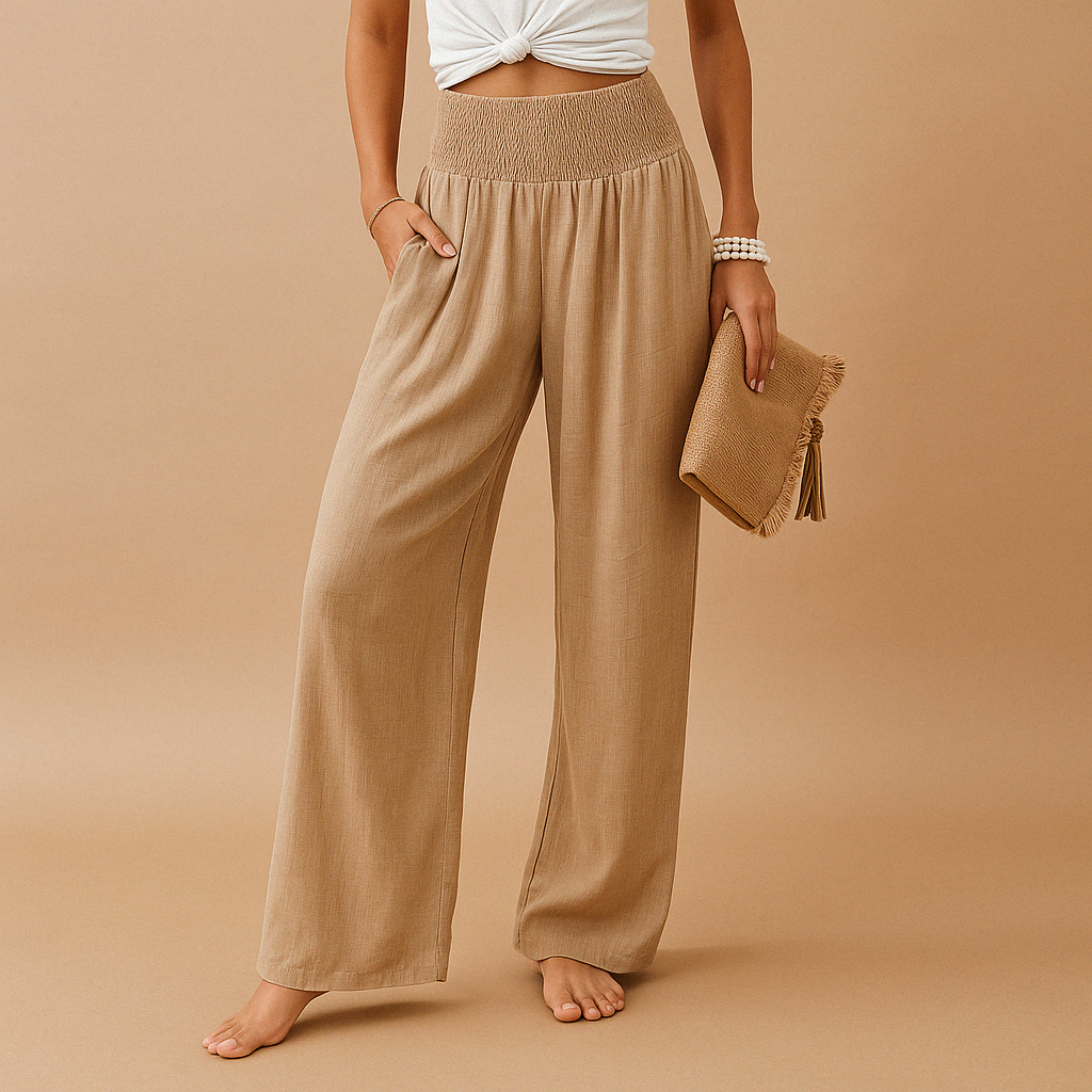 Women's lightweight summer trousers, loose fit, perfect for casual warm weather comfort.