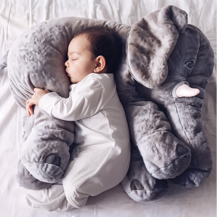 "Superweiches Plüsch Elefant Kuschelkissen für Babys und Kinder, grau, ideale Unterstützung und Trost, in charmantem Design."
