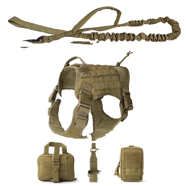 Robust dog training harness featuring spacious pockets and comfortable, adjustable fit for K9s
