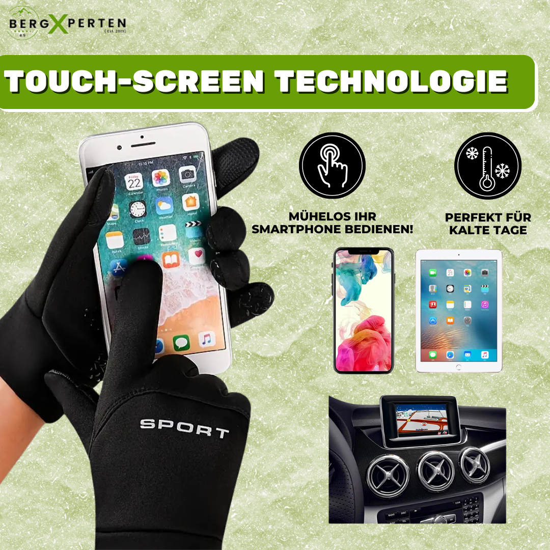 Thermohandschuhe in Schwarz mit Reflektoren, winddicht, wasserabweisend und touchscreen-fähig, für Outdoor-Abenteuer geeignet