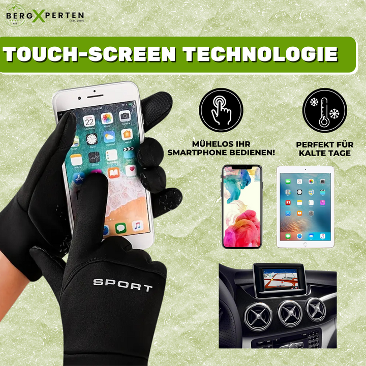 Thermohandschuhe in Schwarz mit Reflektoren, winddicht, wasserabweisend und touchscreen-fähig, für Outdoor-Abenteuer geeignet