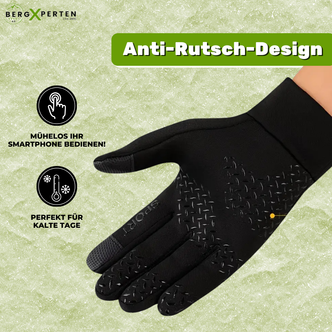 Thermohandschuhe in Schwarz mit Reflektoren, winddicht, wasserabweisend und touchscreen-fähig, für Outdoor-Abenteuer geeignet
