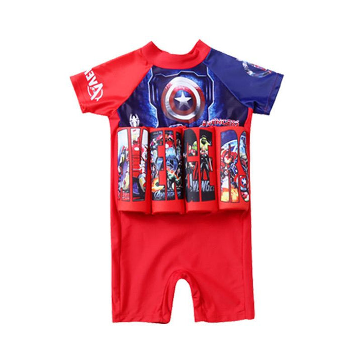 Max sun protection toddler float vest with SPF 50+ & attached swim shorts.