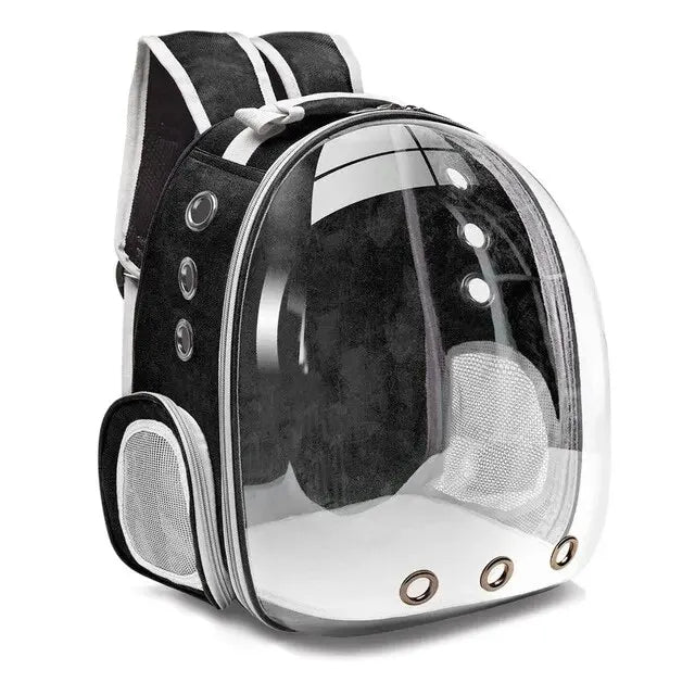 Lightweight transparent cat & small dog backpack. Features ventilation holes for comfort.