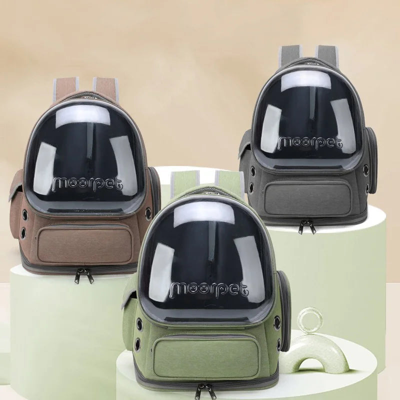 Unisex pet clear bubble backpack carrier for small pets, excellent ventilation, side view.
