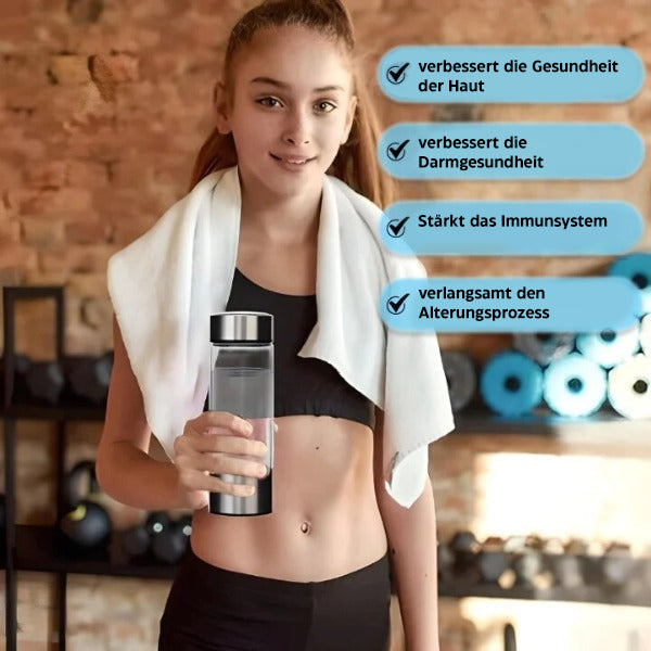 "Transparente Wasserstoff-Wasserflasche mit elegantem Design, für vitalitätsförderndes, antioxidativ angereichertes Trinkwass