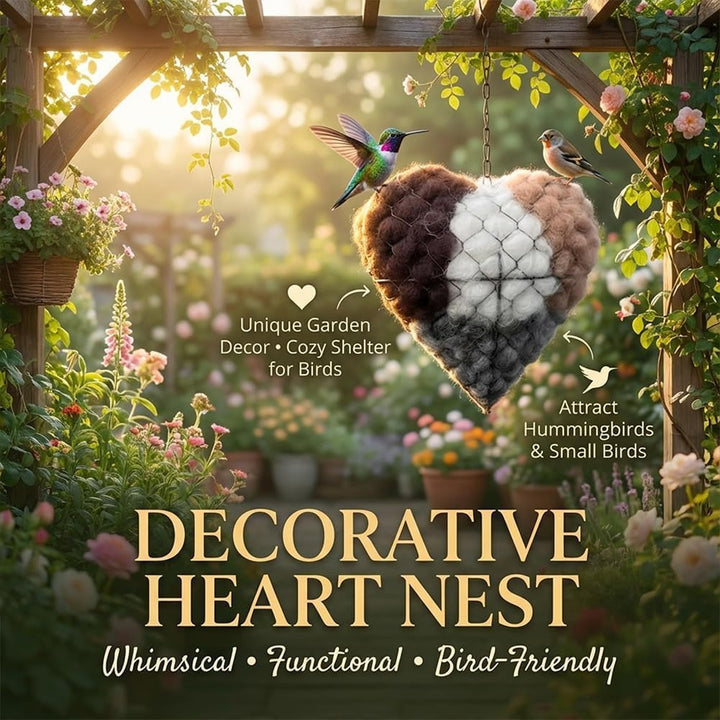 Heart-shaped bird feeders with soft alpaca fiber for garden wildlife care