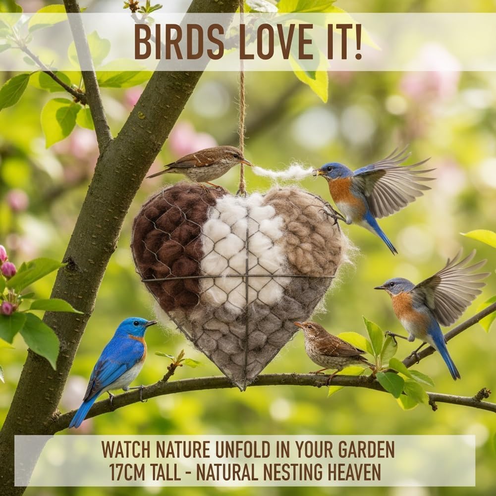 Garden decor: heart-shaped alpaca fiber bird nesting material for outdoor spaces