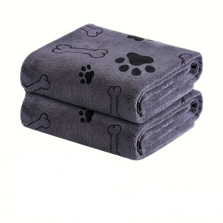 Two-pack of blue super absorbent microfiber dog drying towels for pet grooming & quick dry after bath.