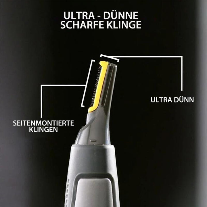 "Ultradünner Präzisionstrimmer für exaktes Schneiden mit titaniumbeschichteten Klingen, ideal für Detailpflege"