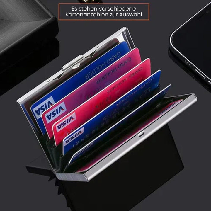 "Ultradünnes RFID-Kartenetui, Diebstahlschutz, stilvolles Design, Edelstahl, Platz für 6 Karten, ideal für Frauen"