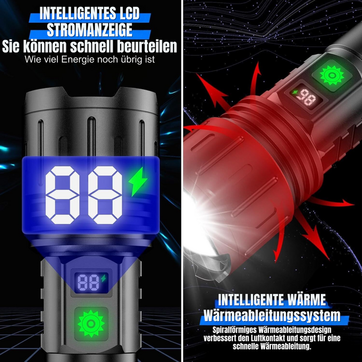 "Ultrahelle 100000 Lumen Taschenlampe, wiederaufladbar, wasserdicht, mit 5 Lichtmodi, ideale Leuchte für Outdoor-Abenteuer."